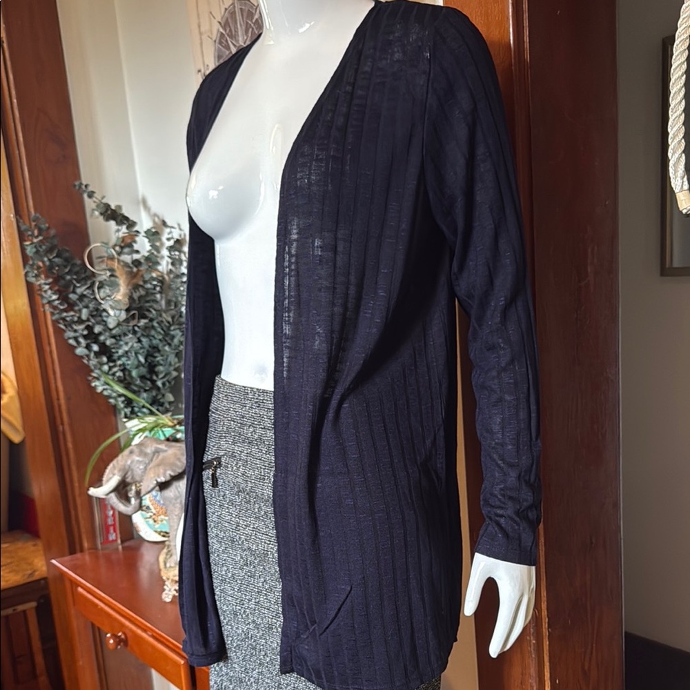 NWT northern reflections size small Elegant navy Open Cardigan sheer light